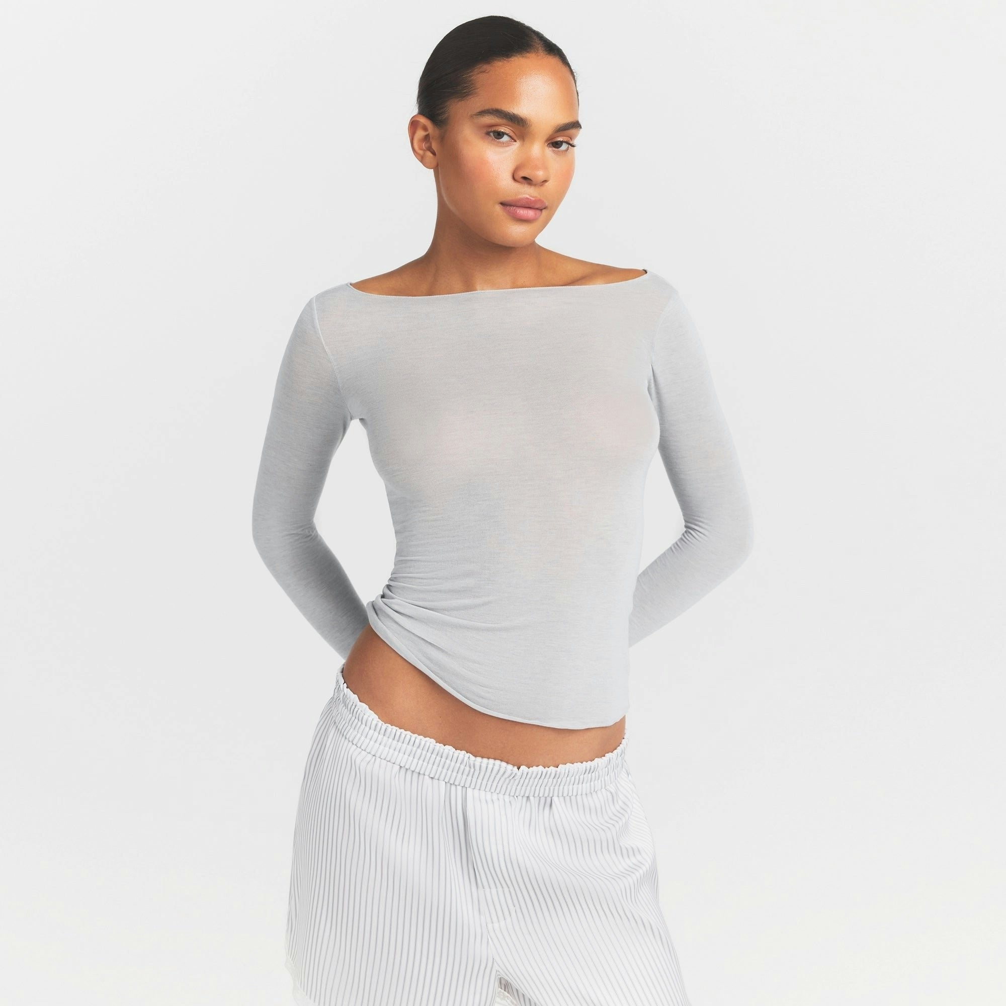 LONG SLEEVE BOATNECK TOP