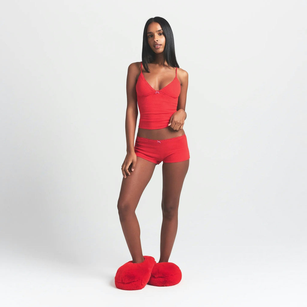 POINTELLE LACE CAMI AND BOY SHORT SET