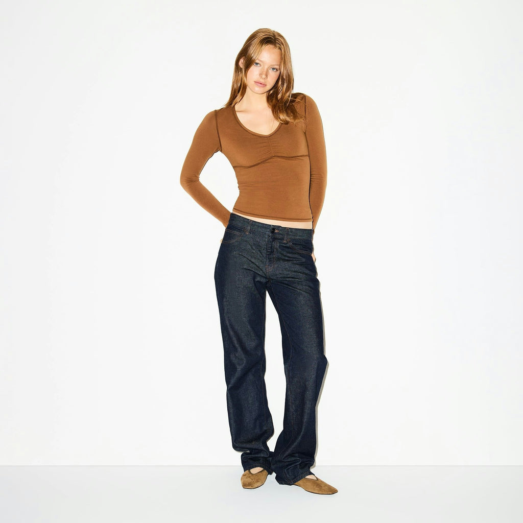 SHIRRED BUST LONG SLEEVE