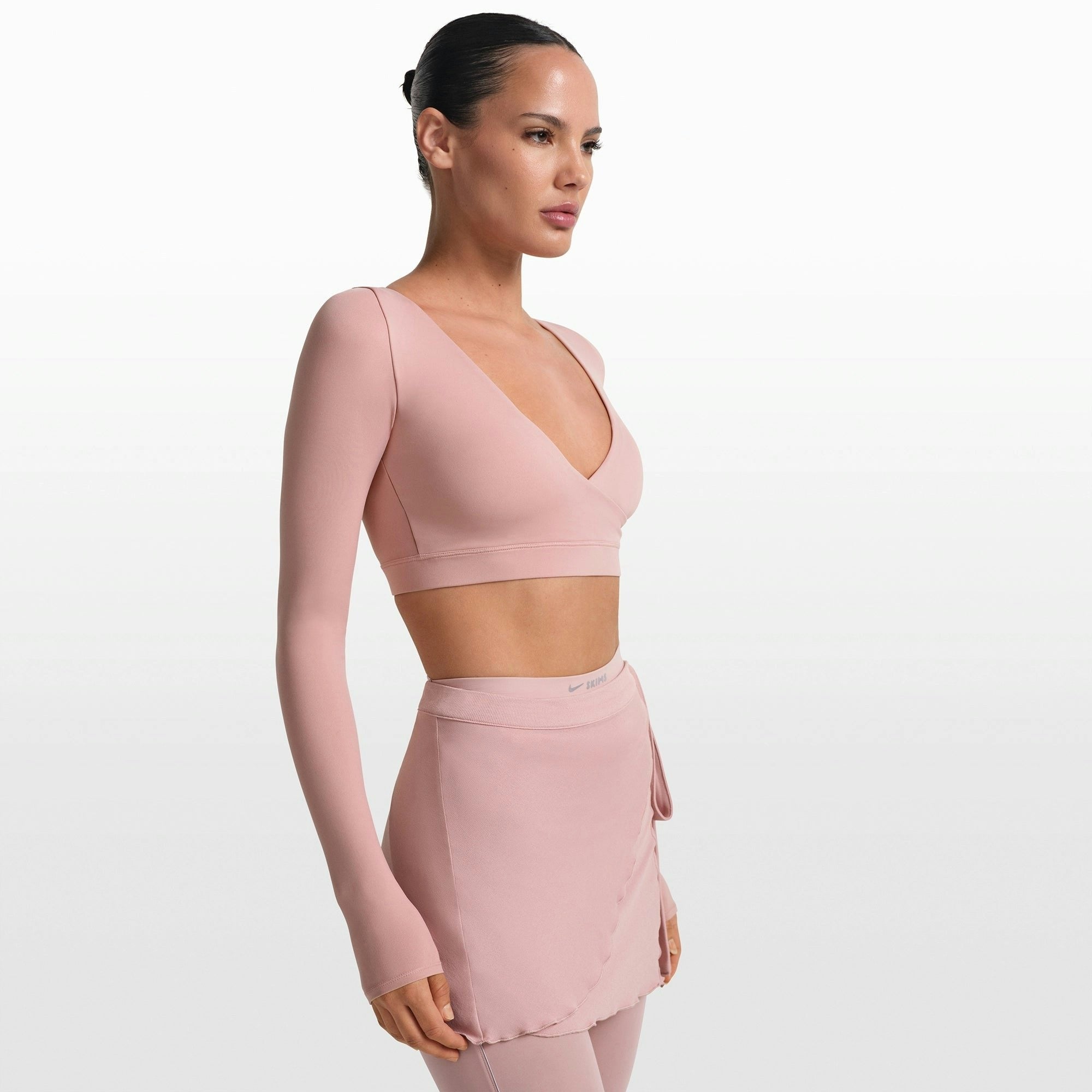 WRAP LONG SLEEVE CROPPED TOP