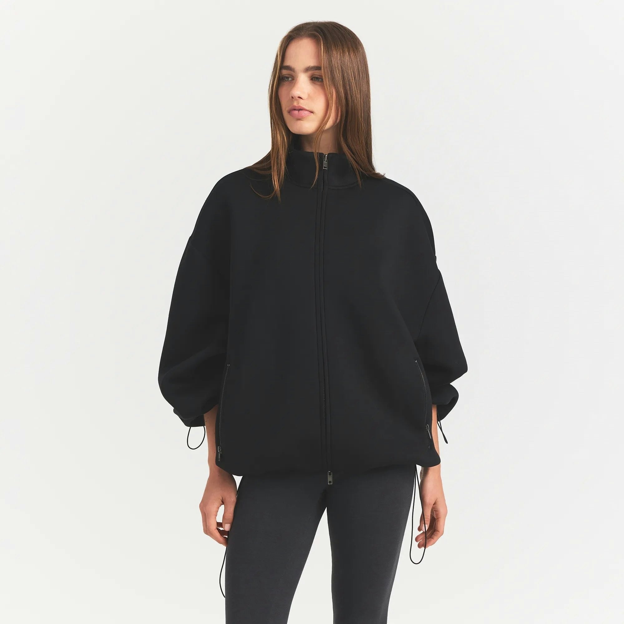 NEOPRENE OUTERWEAR OVERSIZED MOCK NECK JACKET