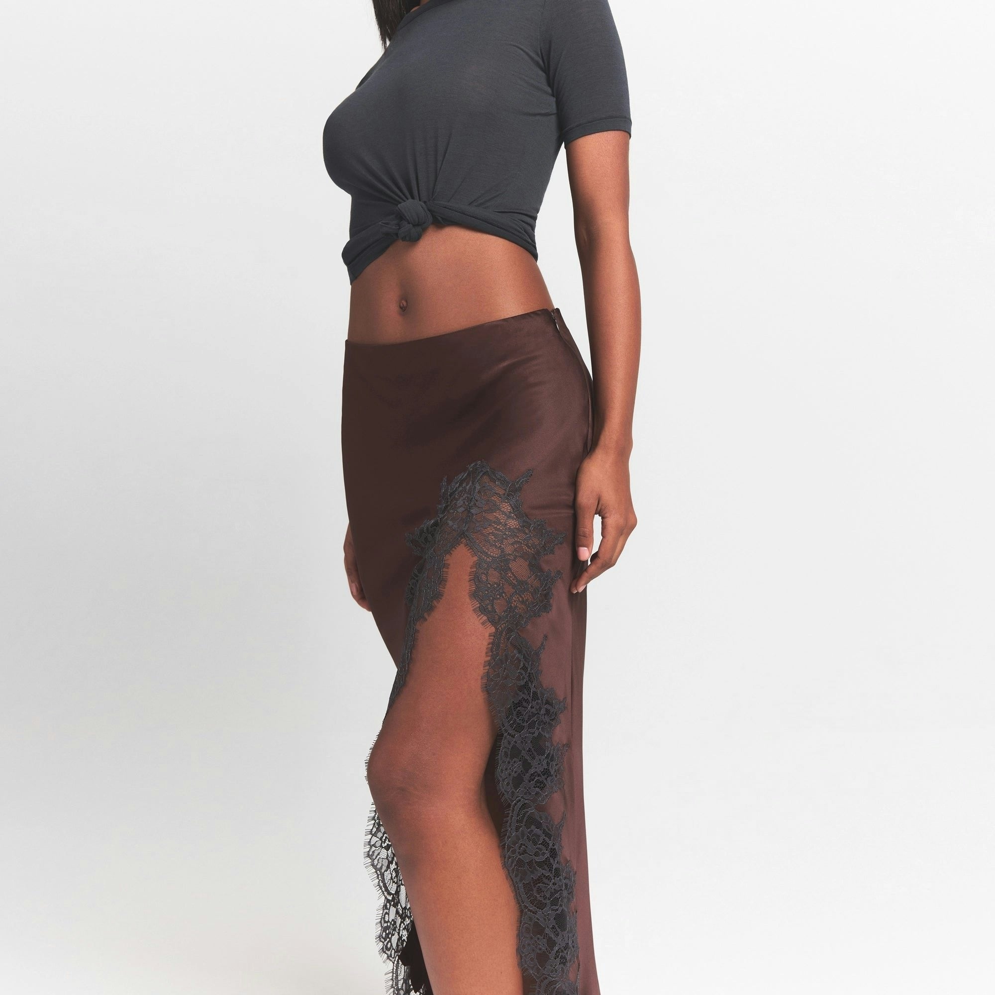LACE SLIP MIDI SKIRT