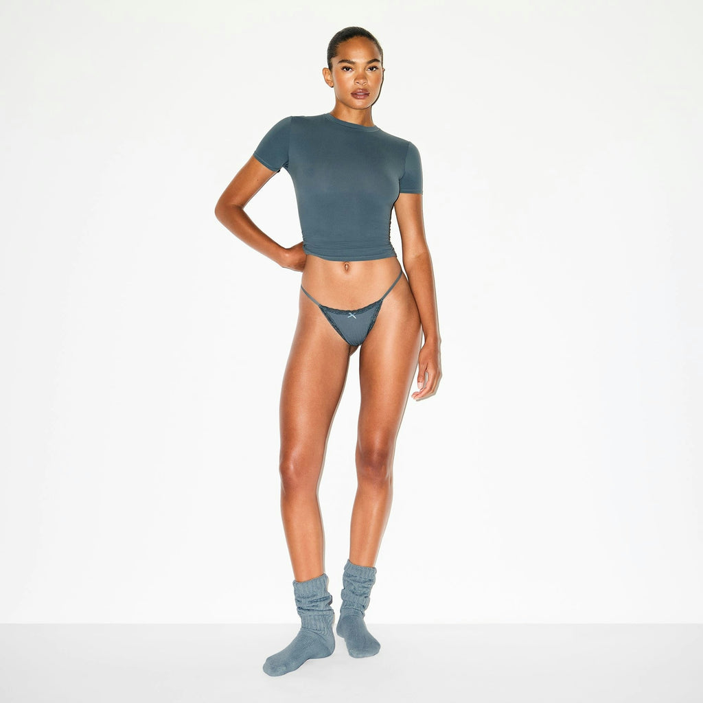 POINTELLE LACE STRING THONG