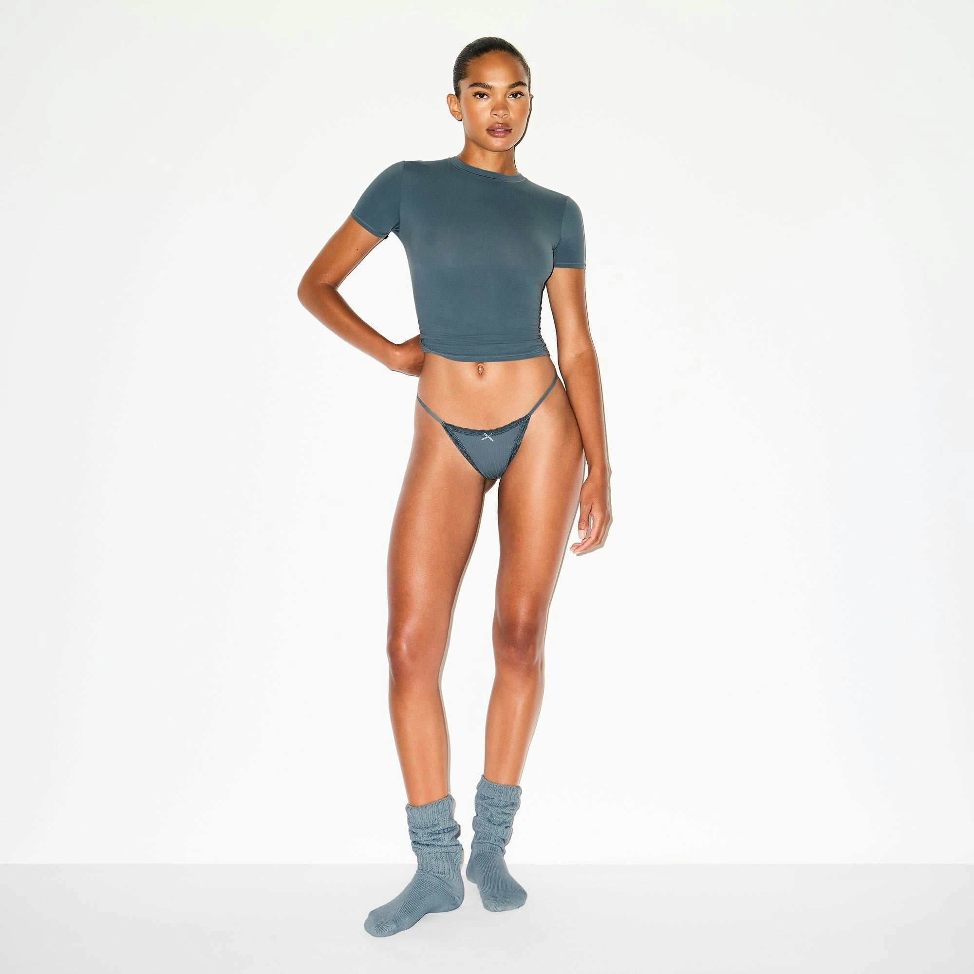 POINTELLE LACE STRING THONG