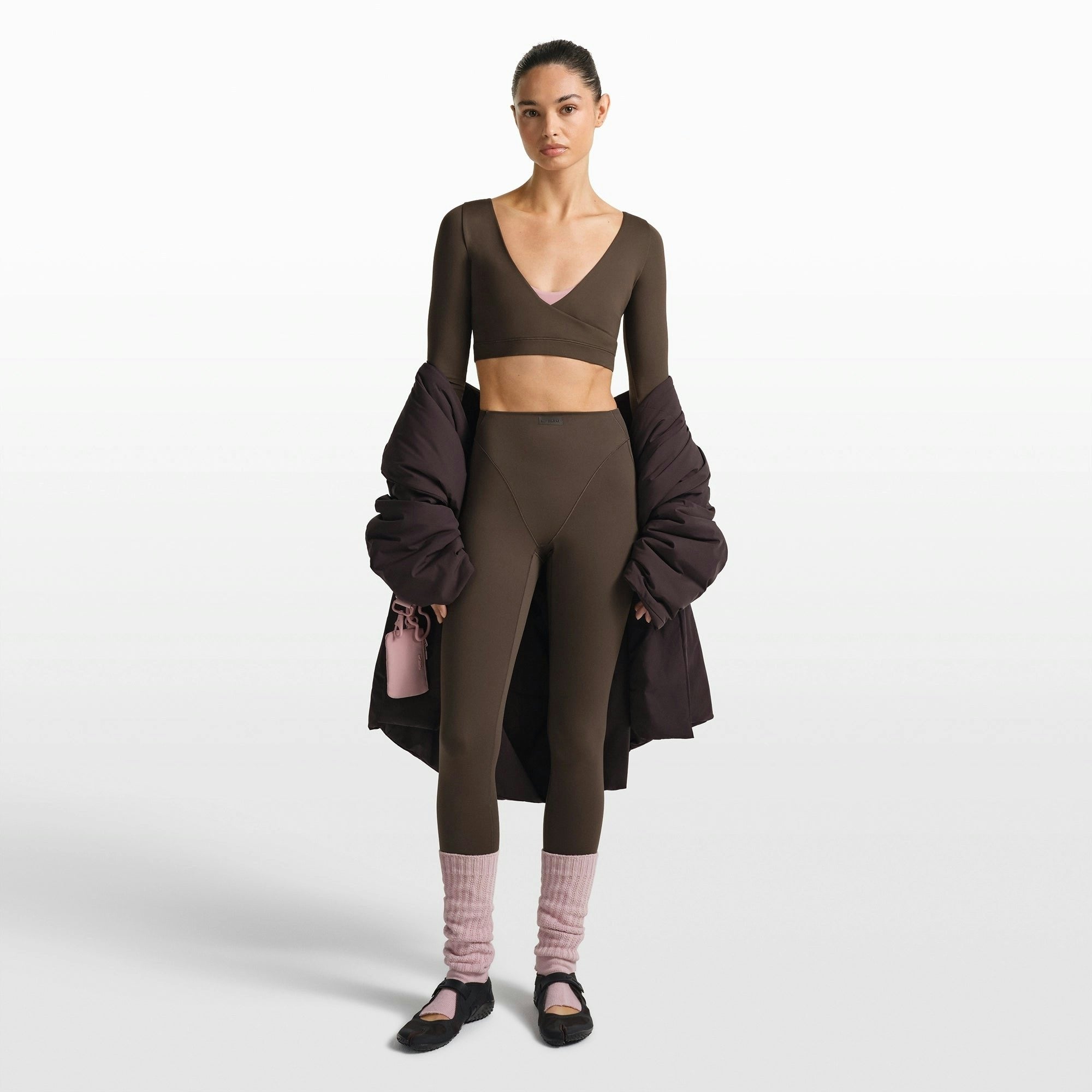 WRAP LONG SLEEVE CROPPED TOP