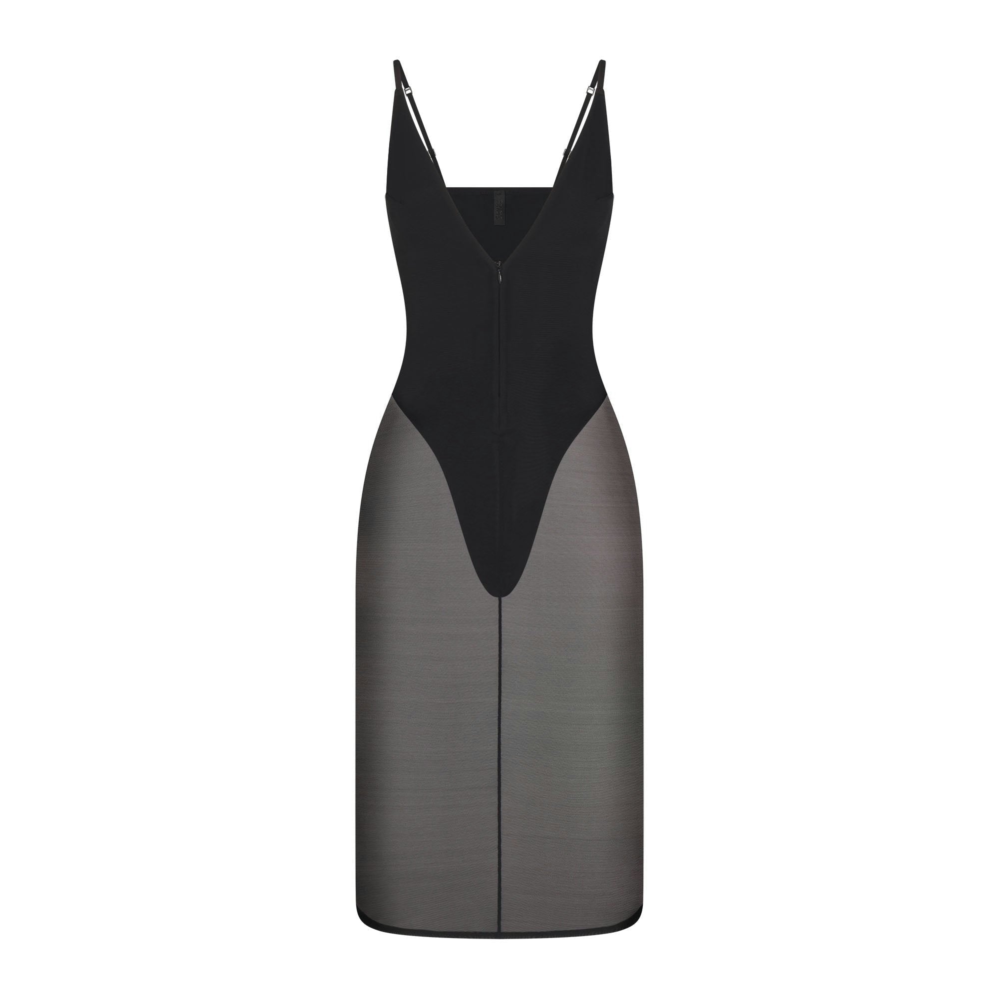 MESH PLUNGE MIDI DRESS