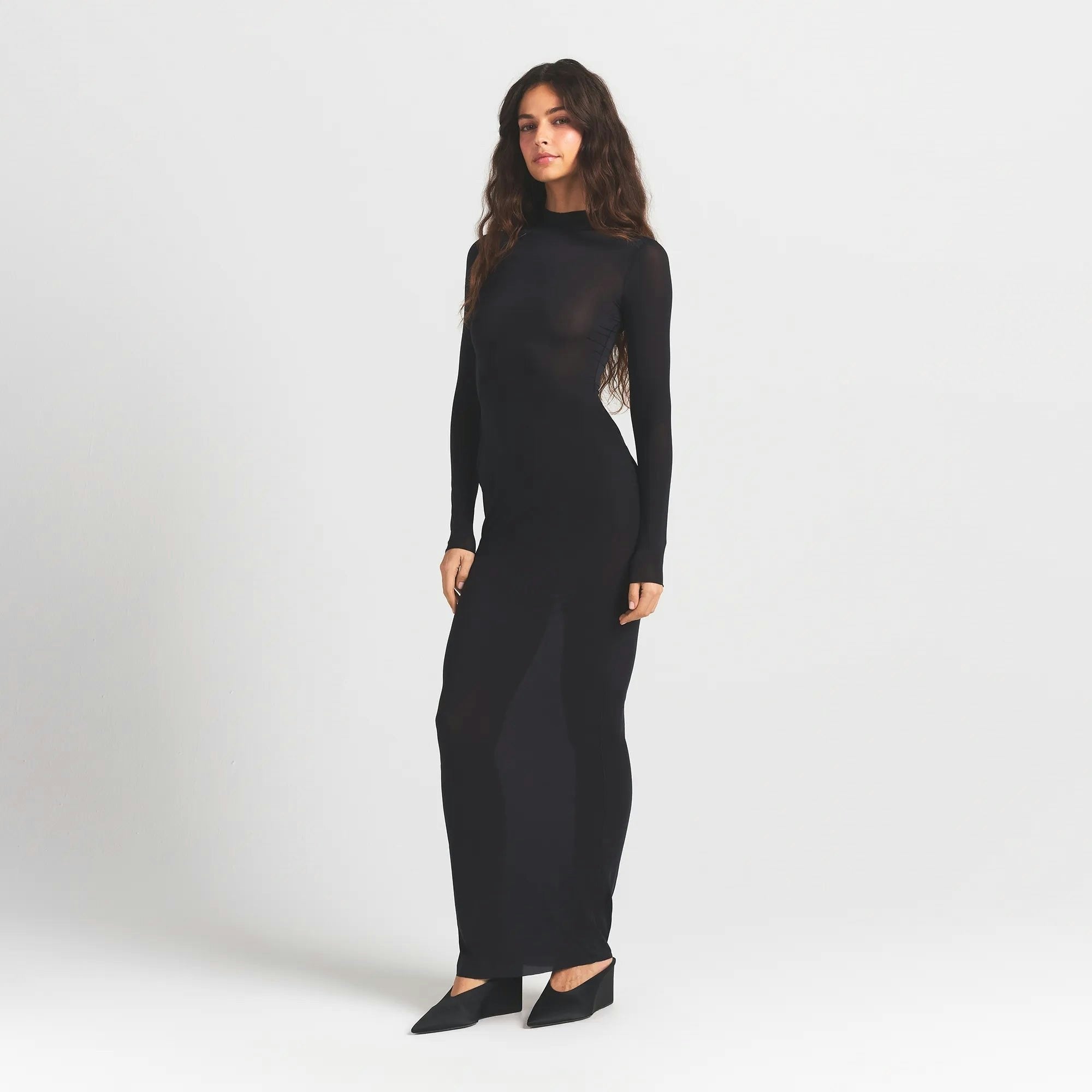 MOCK NECK LONG SLEEVE LONG DRESS