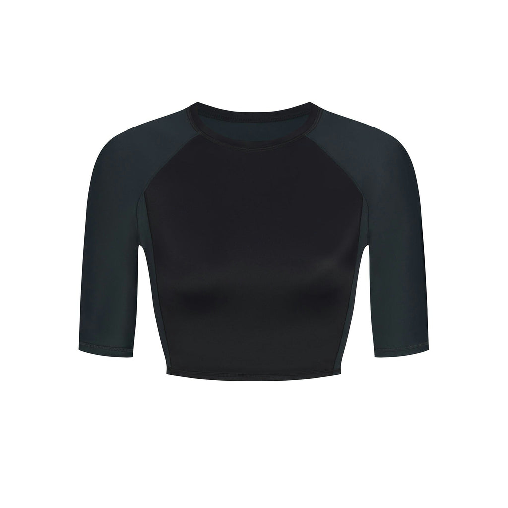 PADDED HALF SLEEVE CROP TOP