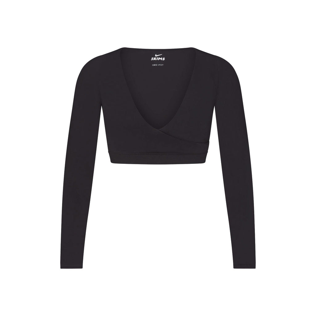 WRAP LONG SLEEVE CROPPED TOP