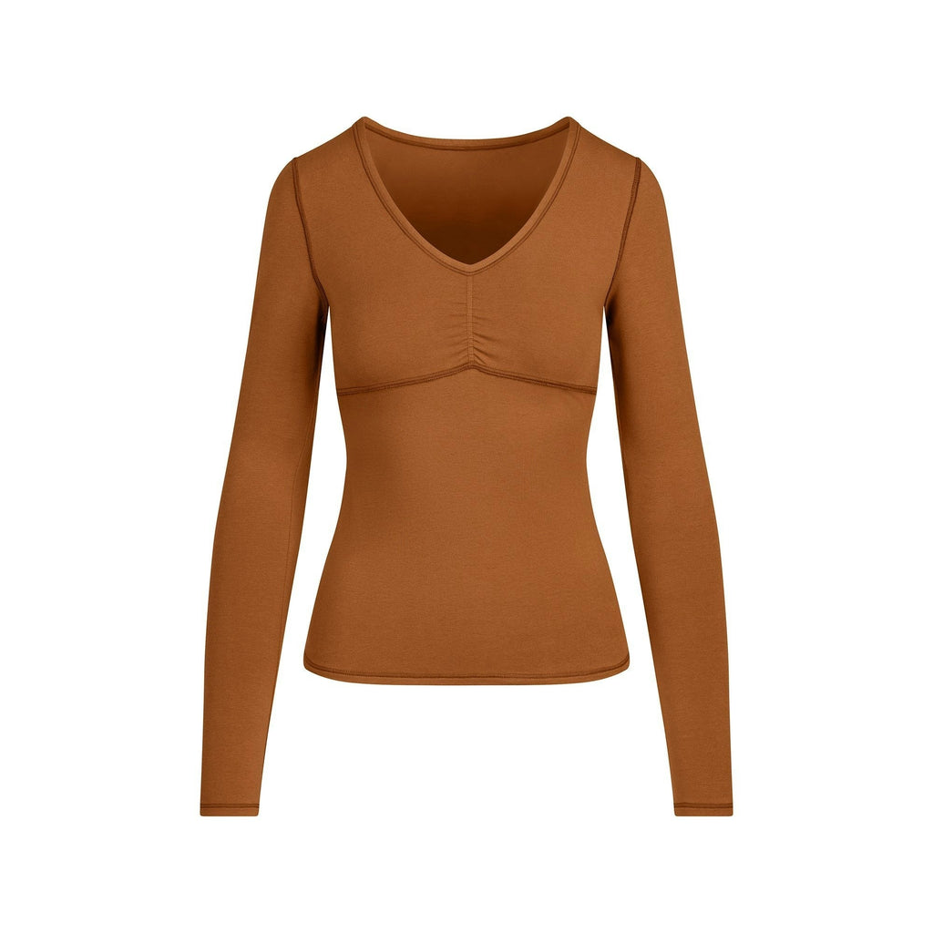 SHIRRED BUST LONG SLEEVE
