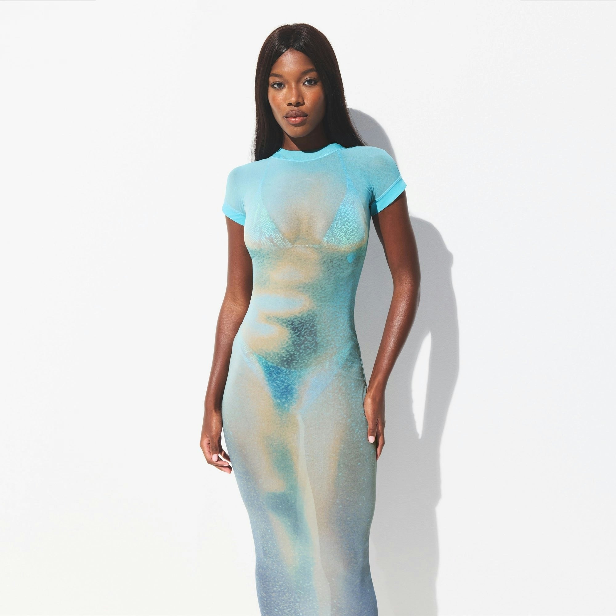 MESH COVER-UPS LONG DRESS