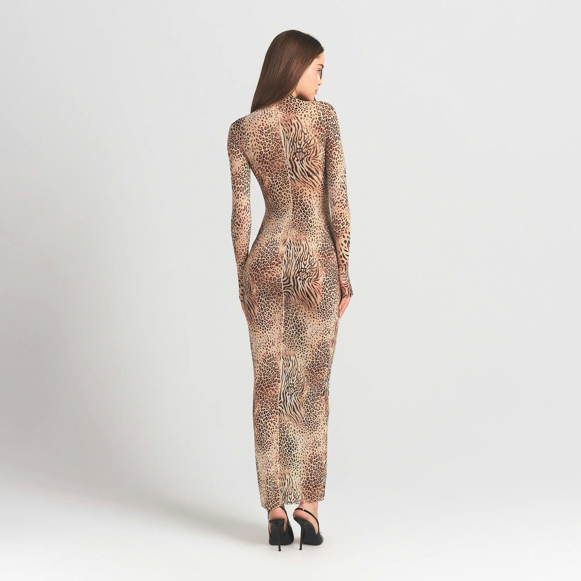 MOCK NECK LONG SLEEVE LONG DRESS