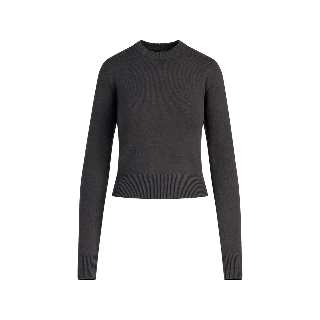 RIBBED LONG SLEEVE FITTED CREW NECK