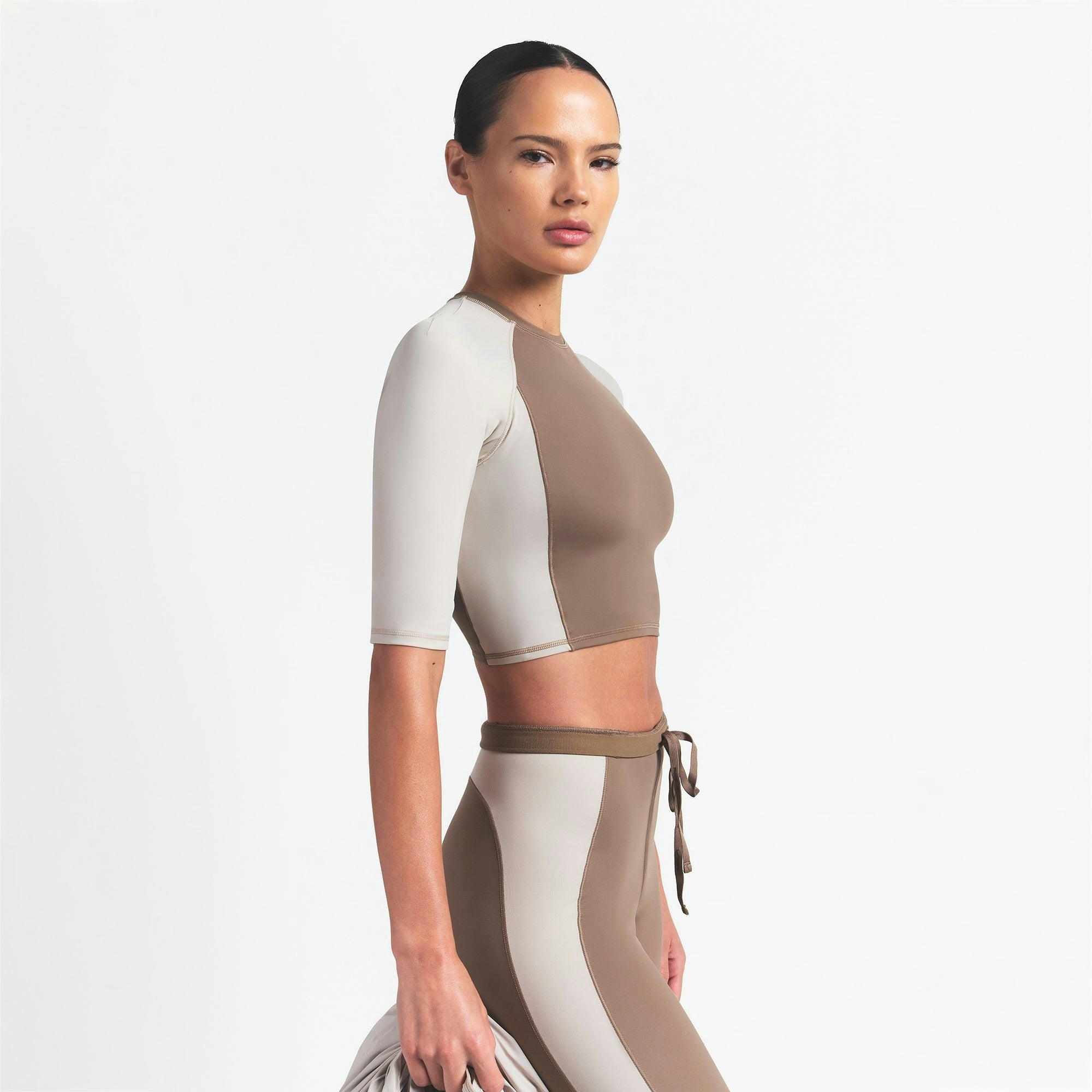 PADDED HALF SLEEVE CROP TOP