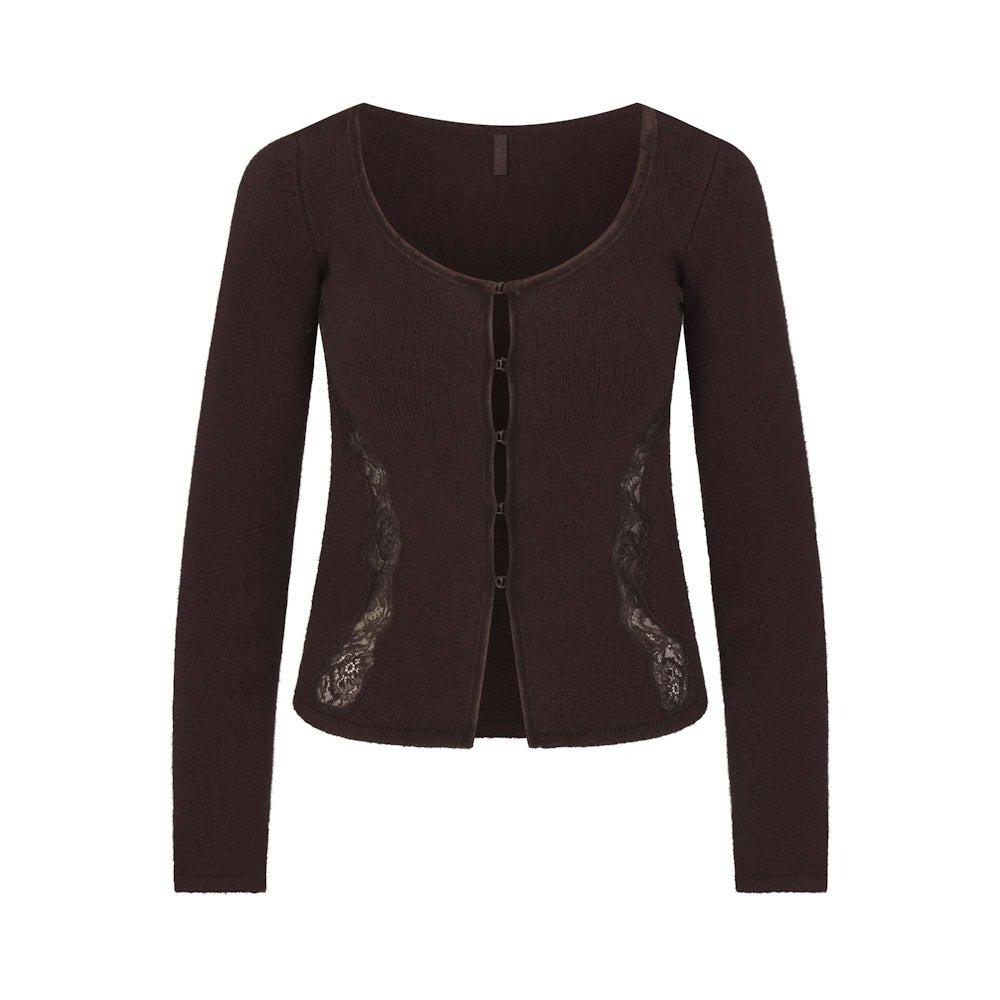 LACE KNIT LONG SLEEVE CARDIGAN