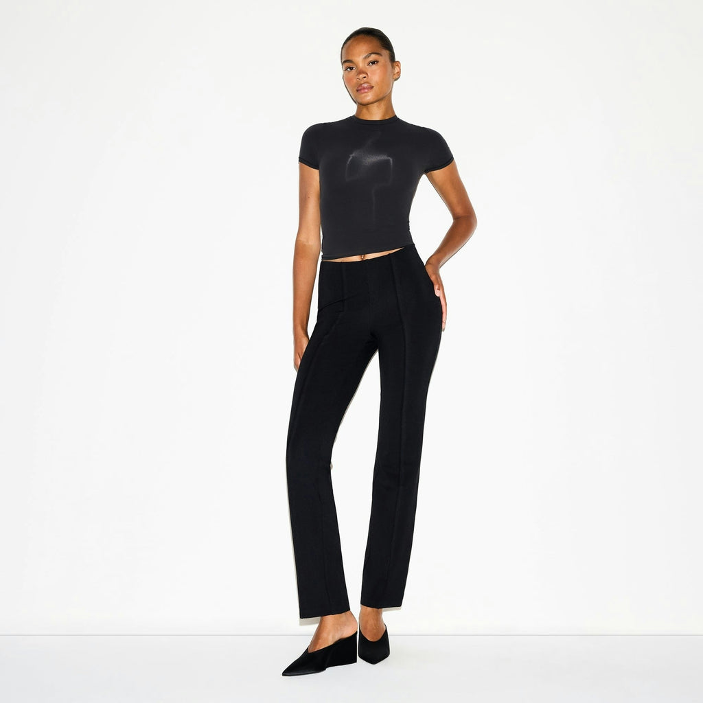 HIGH-WAISTED PINTUCK STRAIGHT LEG PANT