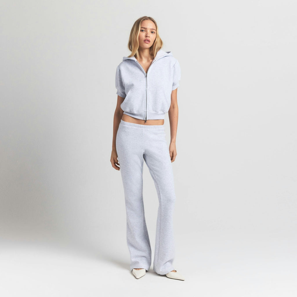 BUBBLE SLEEVE CROPPED ZIP UP