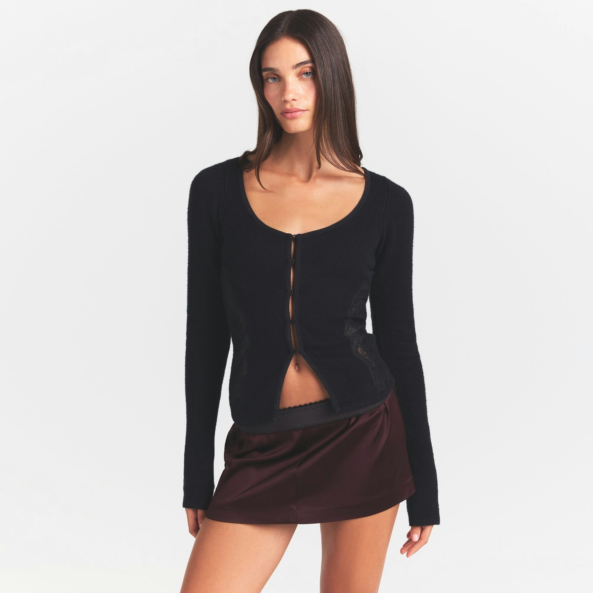 LACE KNIT LONG SLEEVE CARDIGAN