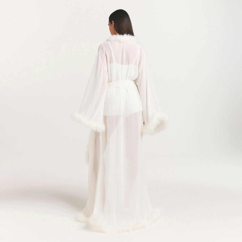 BRIDAL SLEEP FEATHER TRIM LONG ROBE
