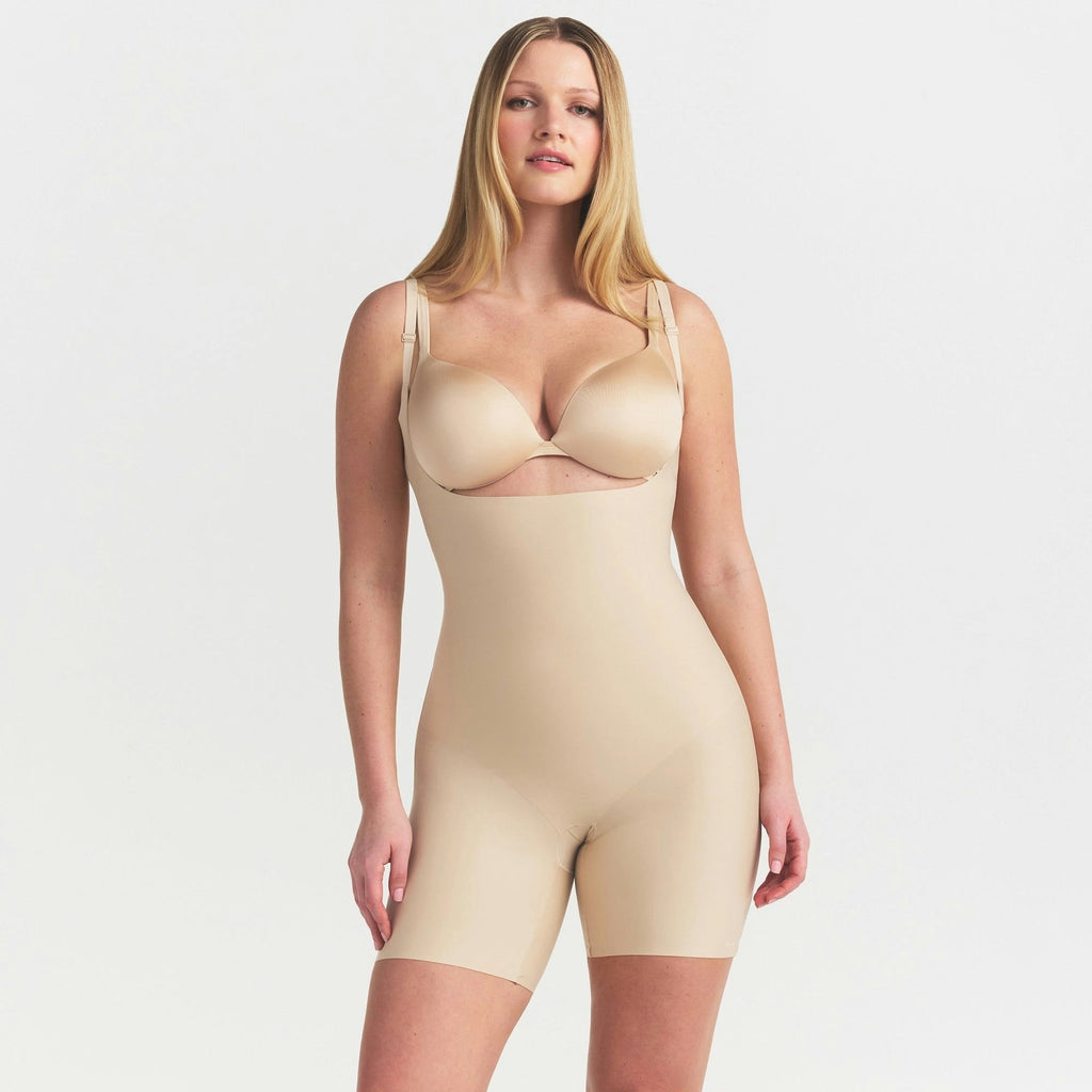 CORE SCULPT BACK SMOOTHING OPEN BUST MID THIGH BODYSUIT