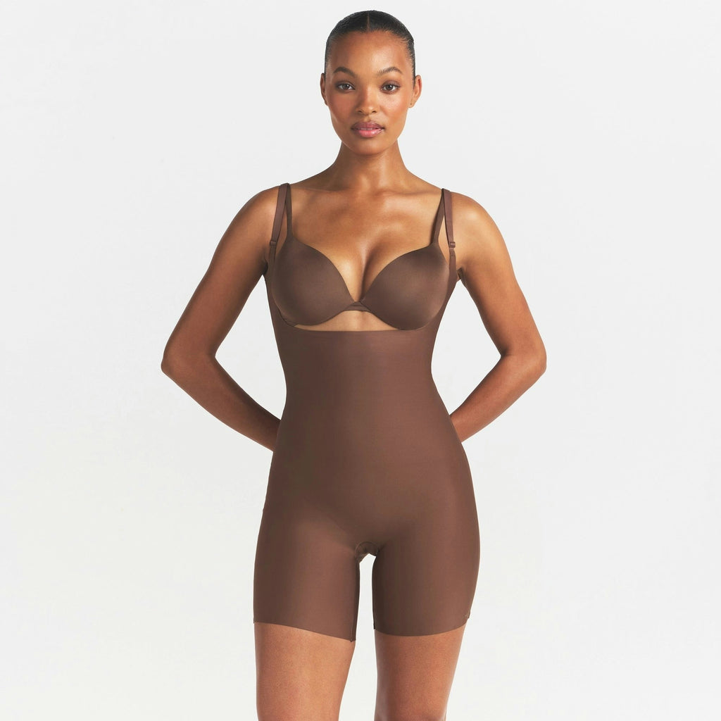 CORE SCULPT BACK SMOOTHING OPEN BUST MID THIGH BODYSUIT