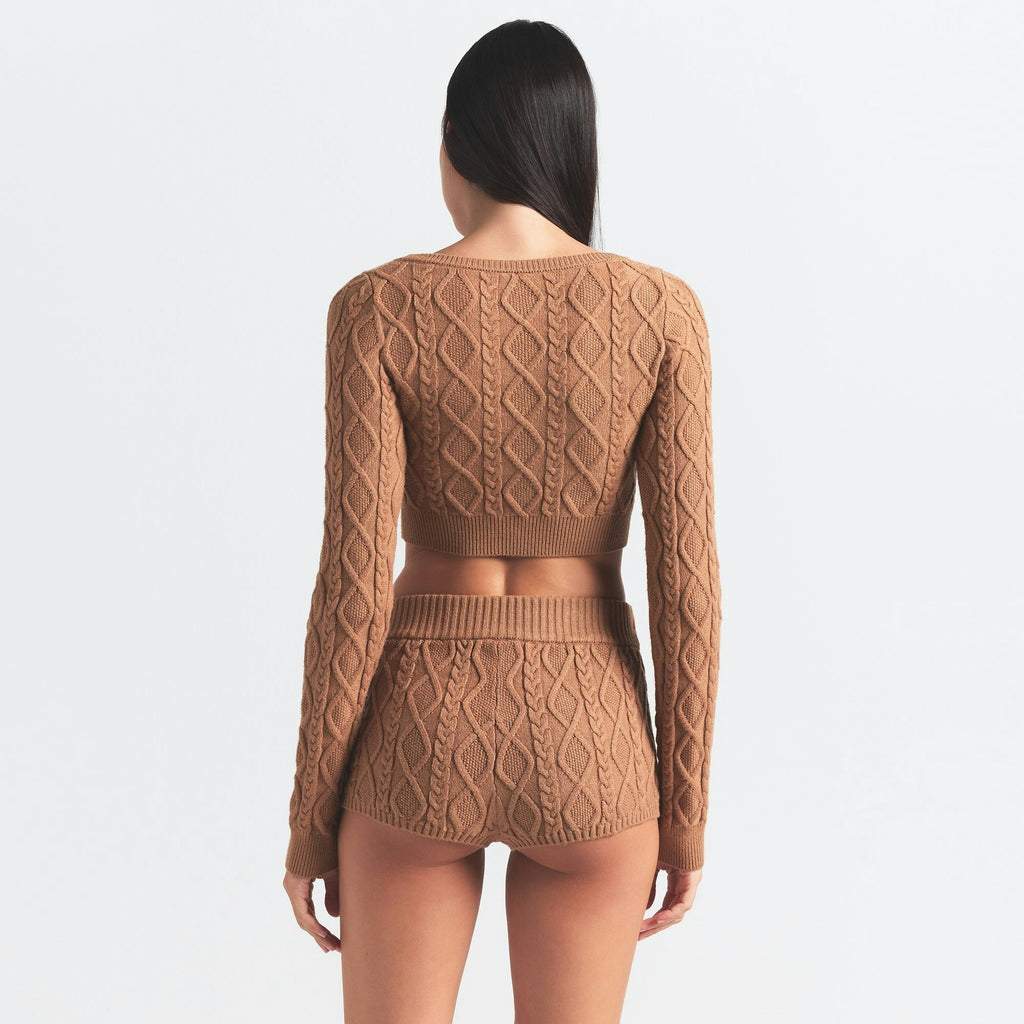 CABLEKNIT CROPPED CARDIGAN