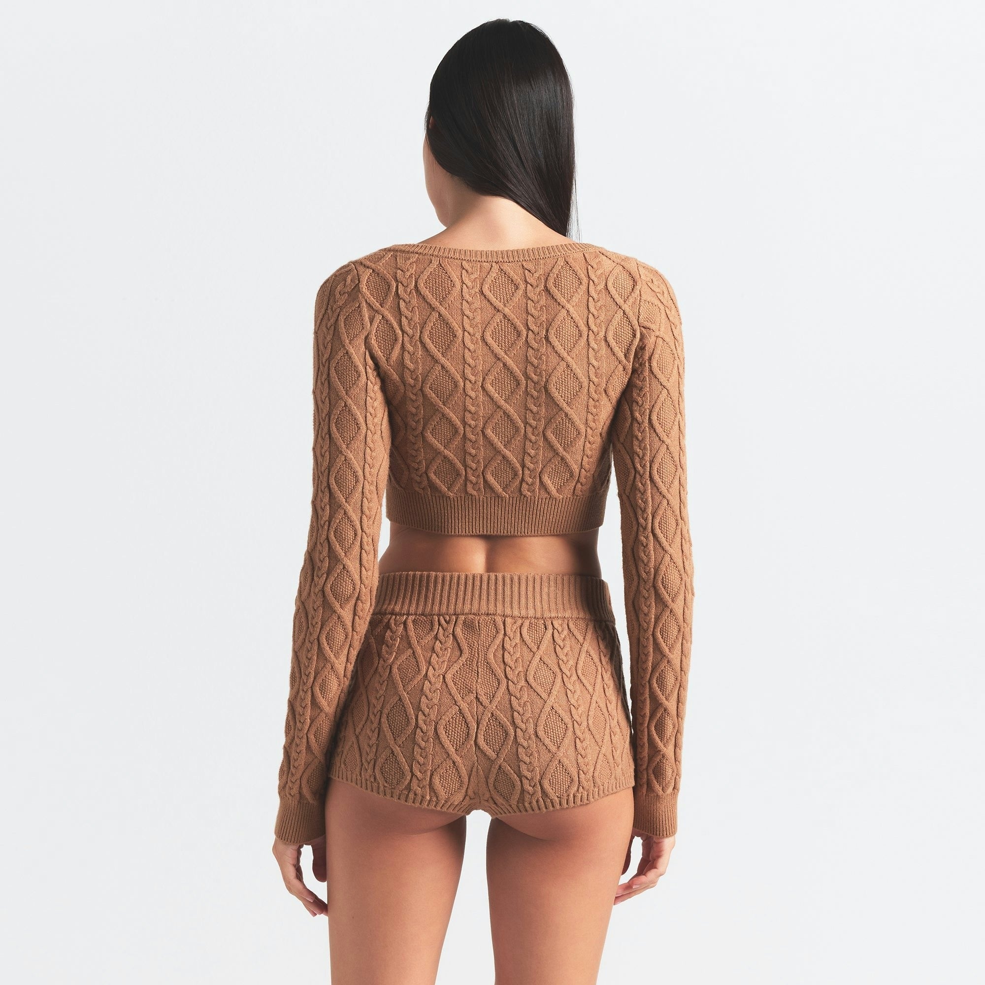 CABLEKNIT CROPPED CARDIGAN