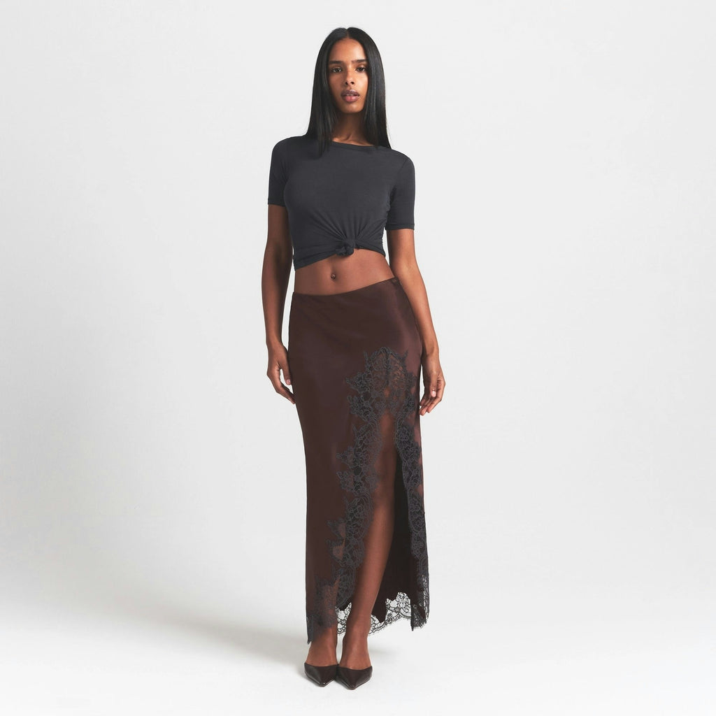 LACE SLIP MIDI SKIRT