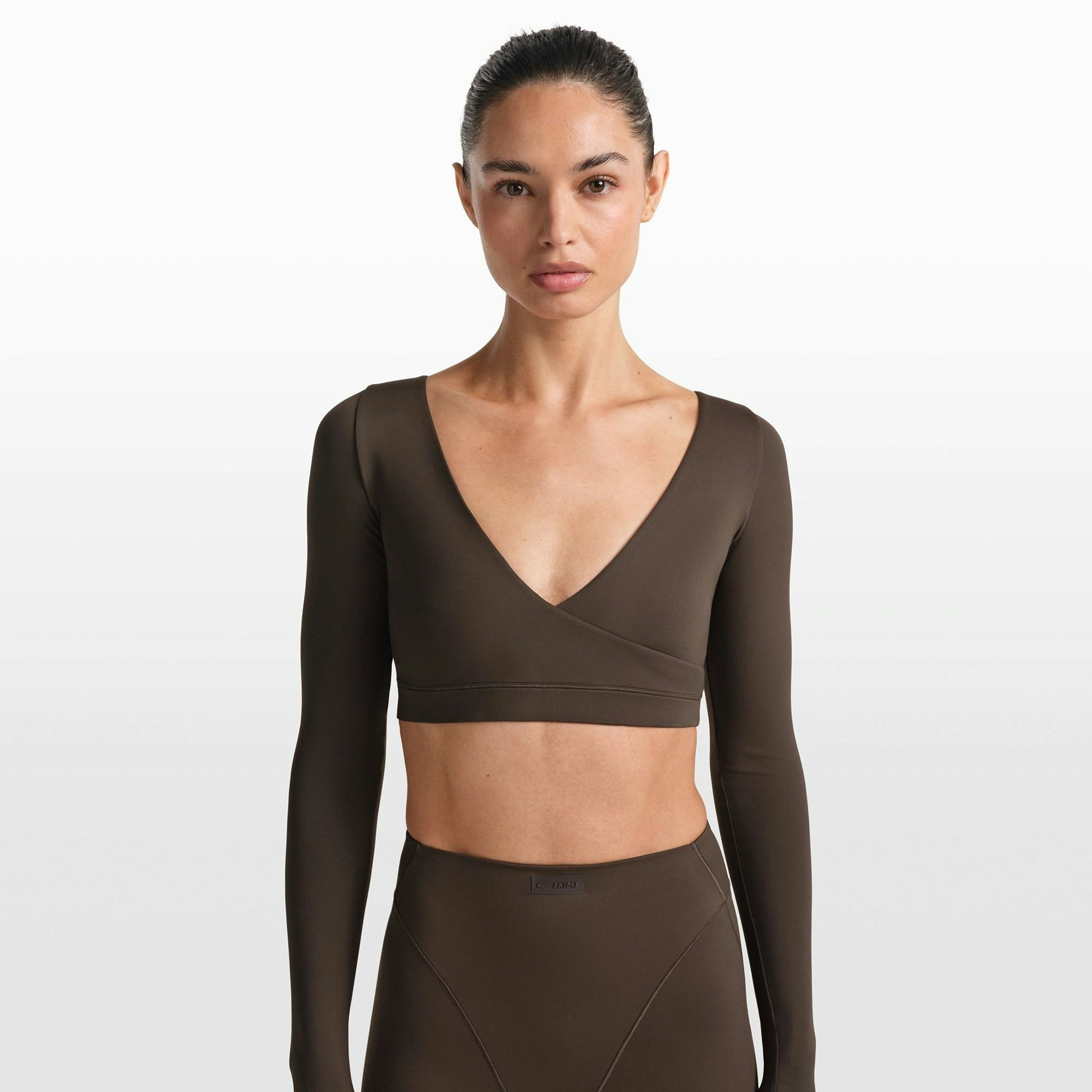 WRAP LONG SLEEVE CROPPED TOP