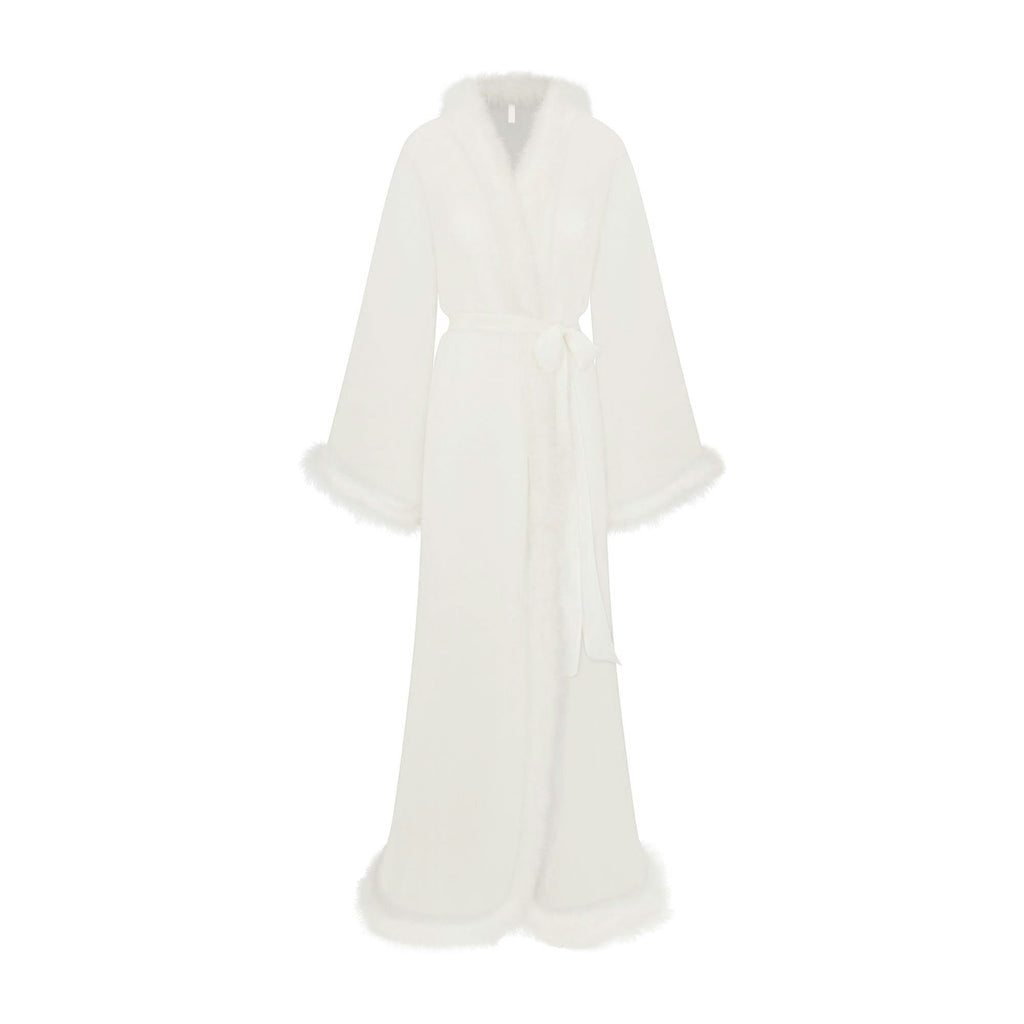 BRIDAL SLEEP FEATHER TRIM LONG ROBE