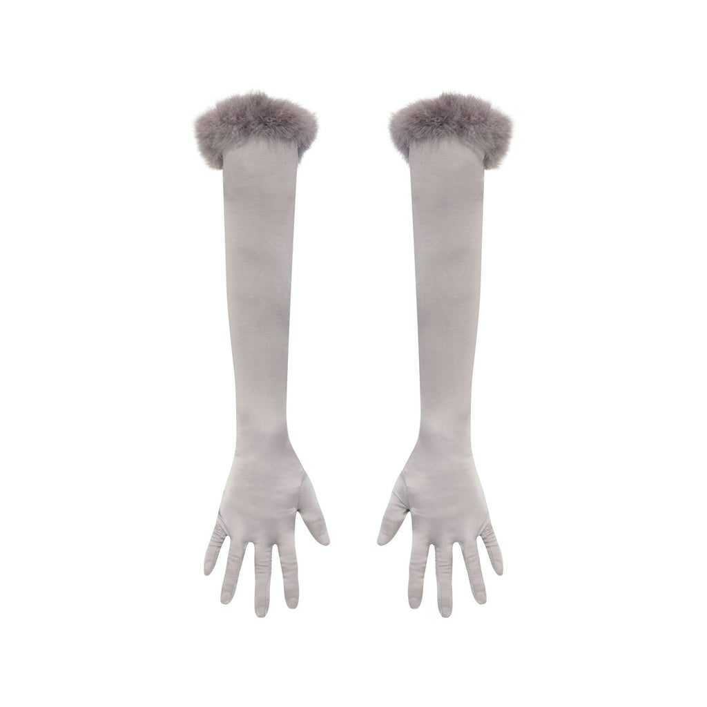 FEATHER TRIM GLOVES