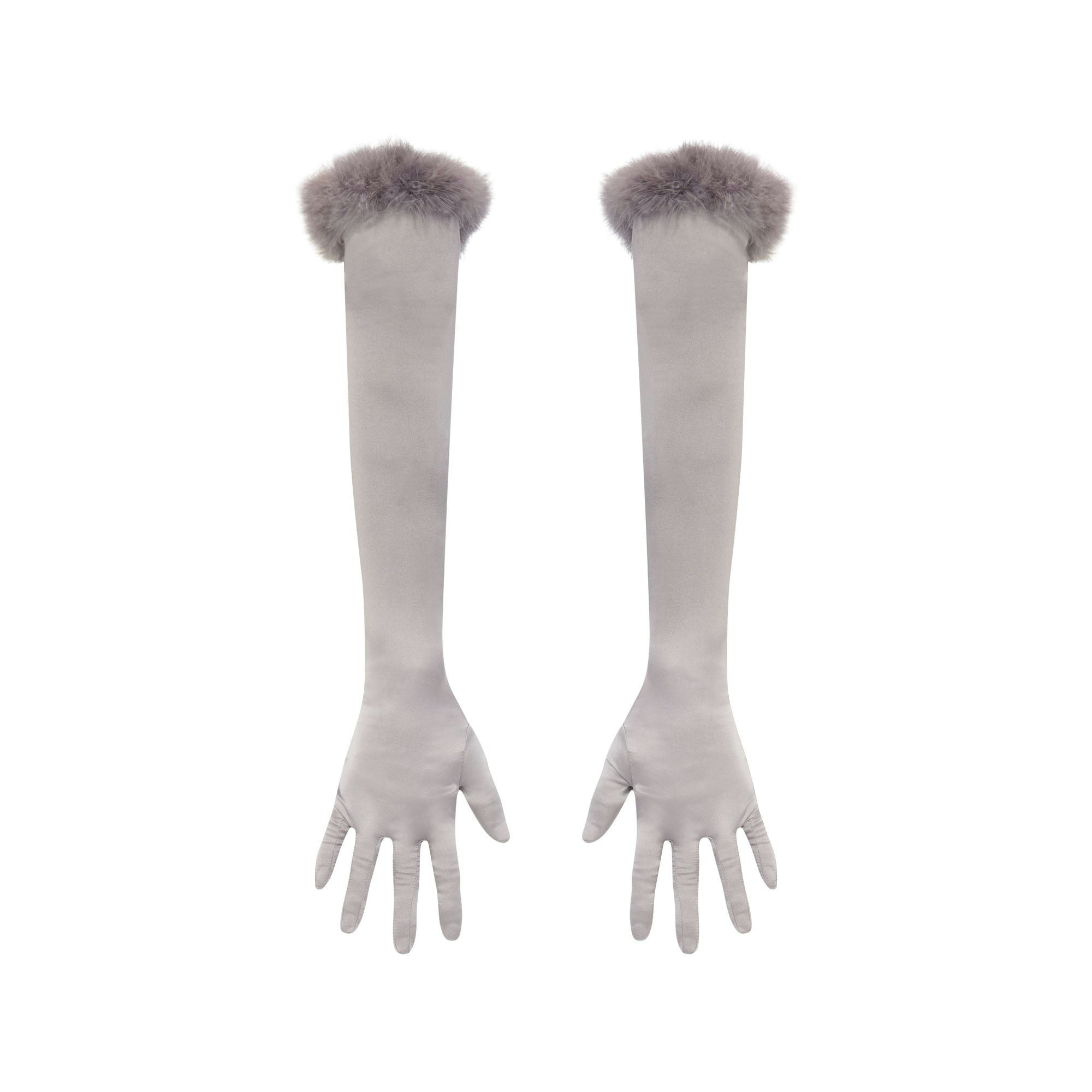 FEATHER TRIM GLOVES