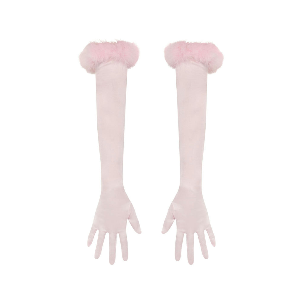 FEATHER TRIM GLOVES