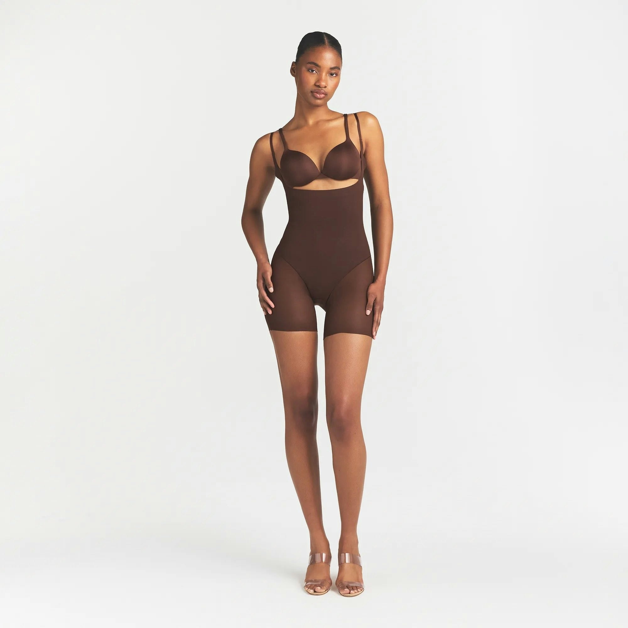 CORE SCULPT OPEN BUST MID THIGH BODYSUIT