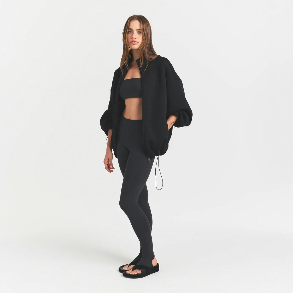 NEOPRENE OUTERWEAR OVERSIZED MOCK NECK JACKET