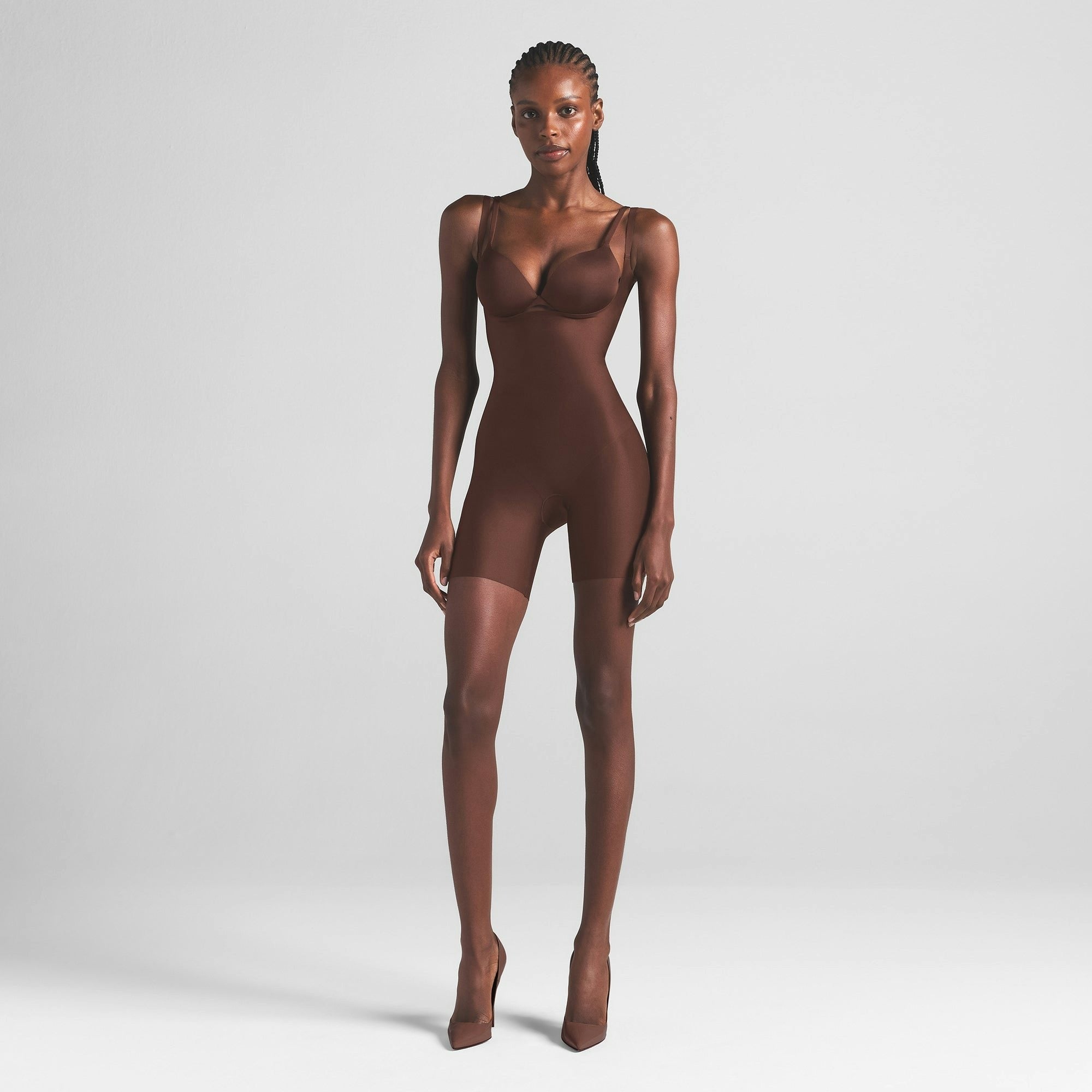 CORE SCULPT OPEN BUST MID THIGH BODYSUIT