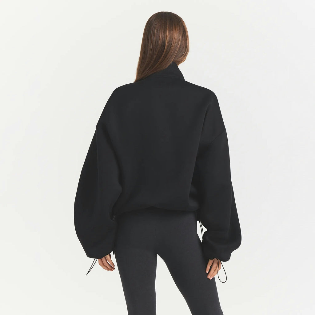 NEOPRENE OUTERWEAR OVERSIZED MOCK NECK JACKET