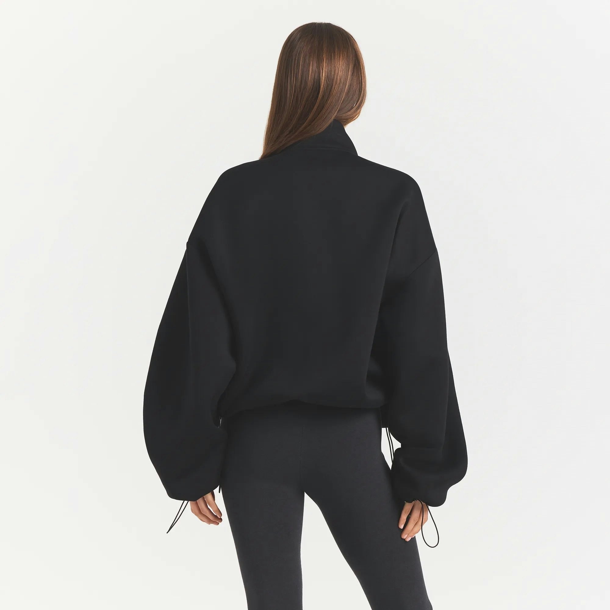 NEOPRENE OUTERWEAR OVERSIZED MOCK NECK JACKET