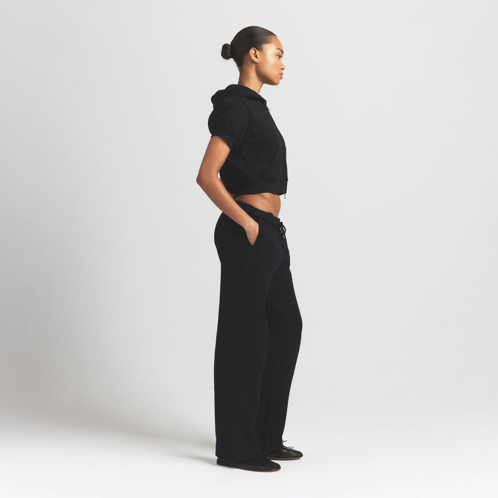 BUBBLE SLEEVE CROPPED ZIP UP