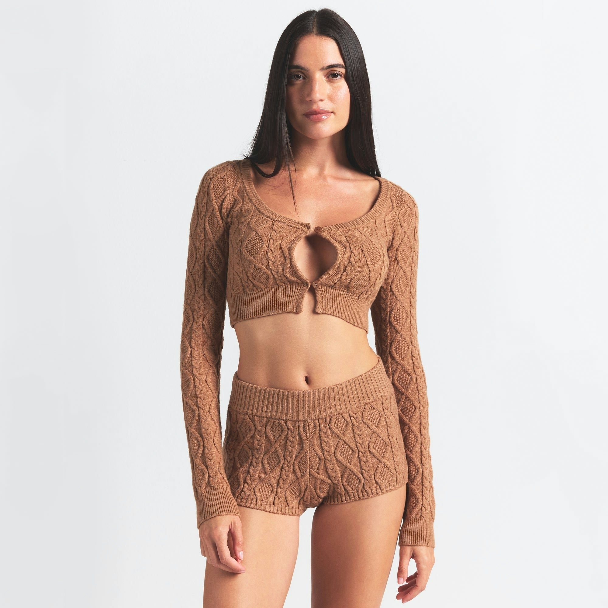 CABLEKNIT CROPPED CARDIGAN