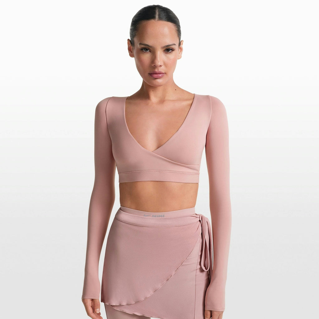 WRAP LONG SLEEVE CROPPED TOP