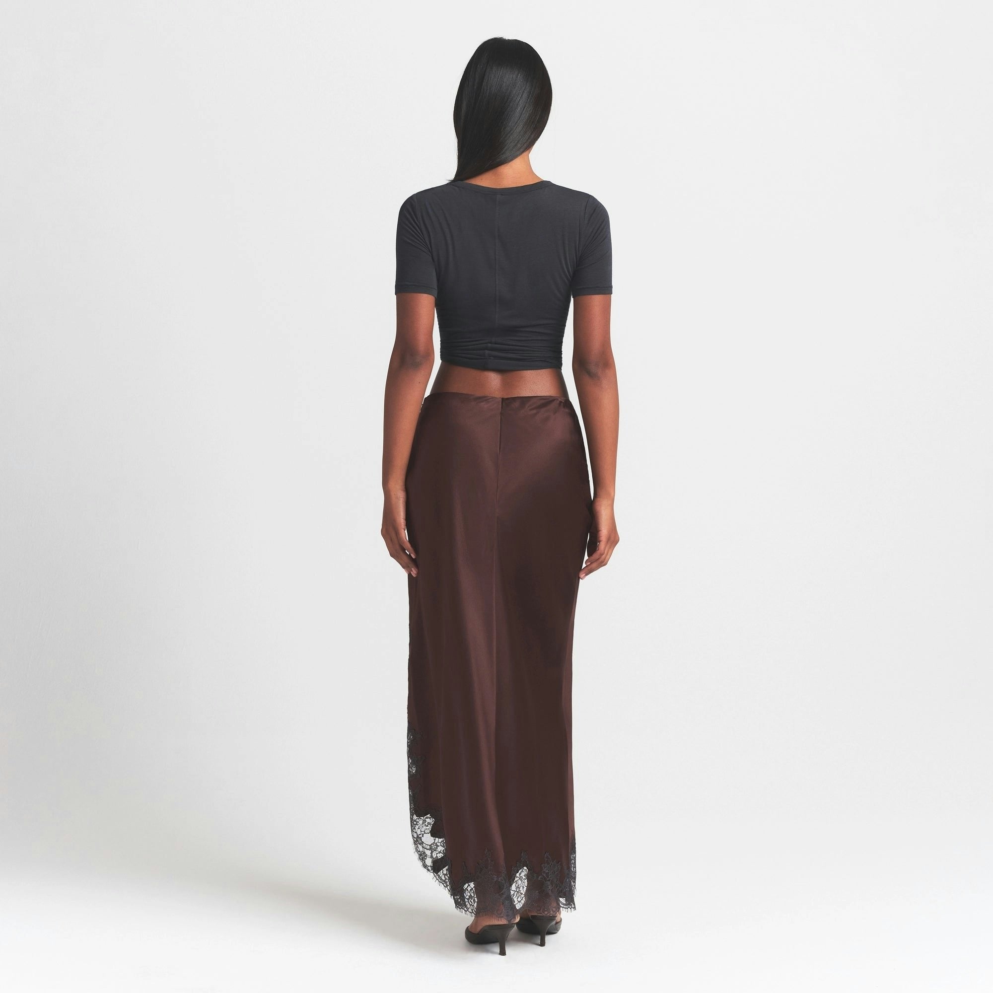LACE SLIP MIDI SKIRT