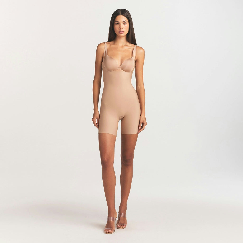 CORE SCULPT BACK SMOOTHING OPEN BUST MID THIGH BODYSUIT