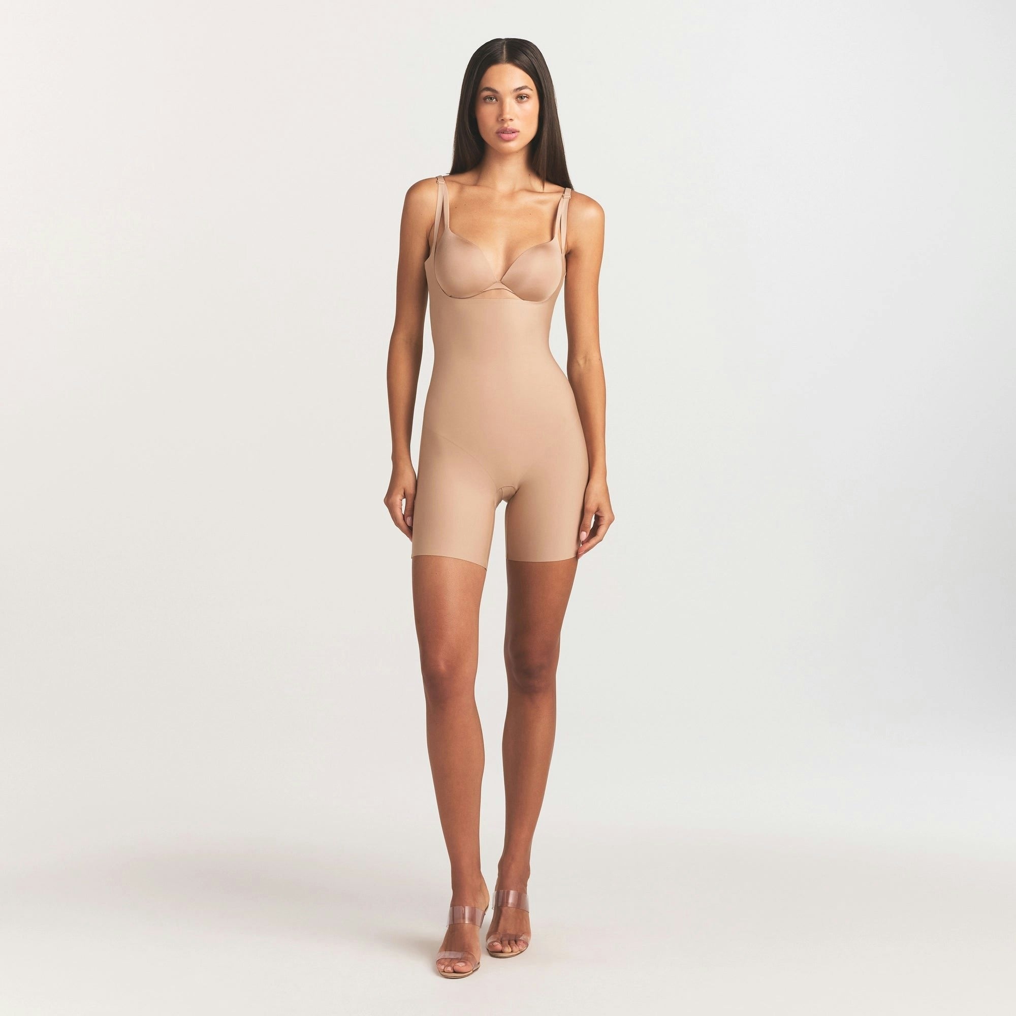 CORE SCULPT BACK SMOOTHING OPEN BUST MID THIGH BODYSUIT