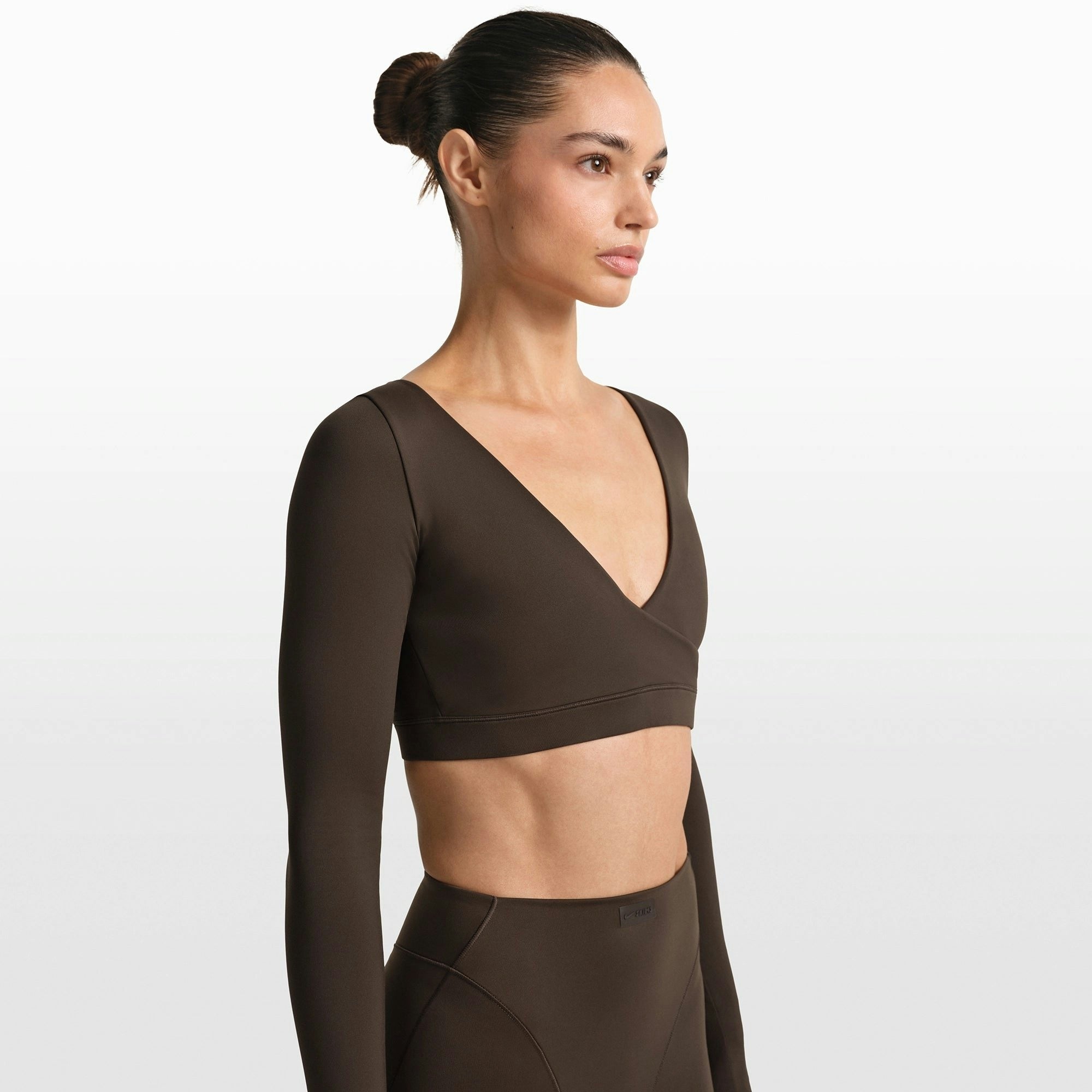 WRAP LONG SLEEVE CROPPED TOP