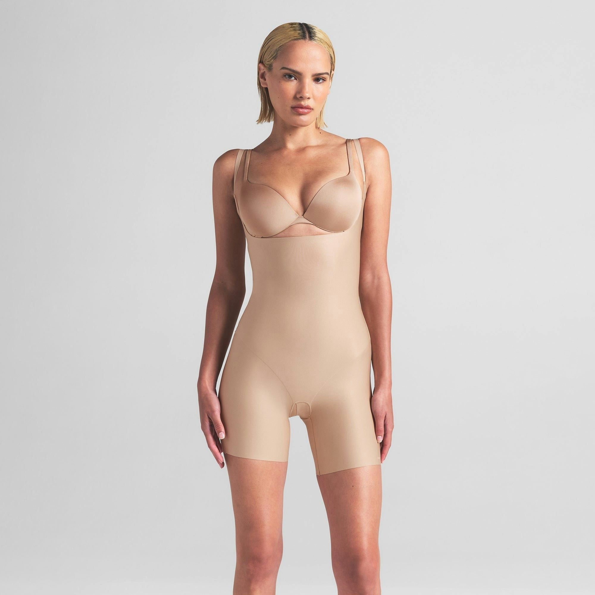 CORE SCULPT OPEN BUST MID THIGH BODYSUIT
