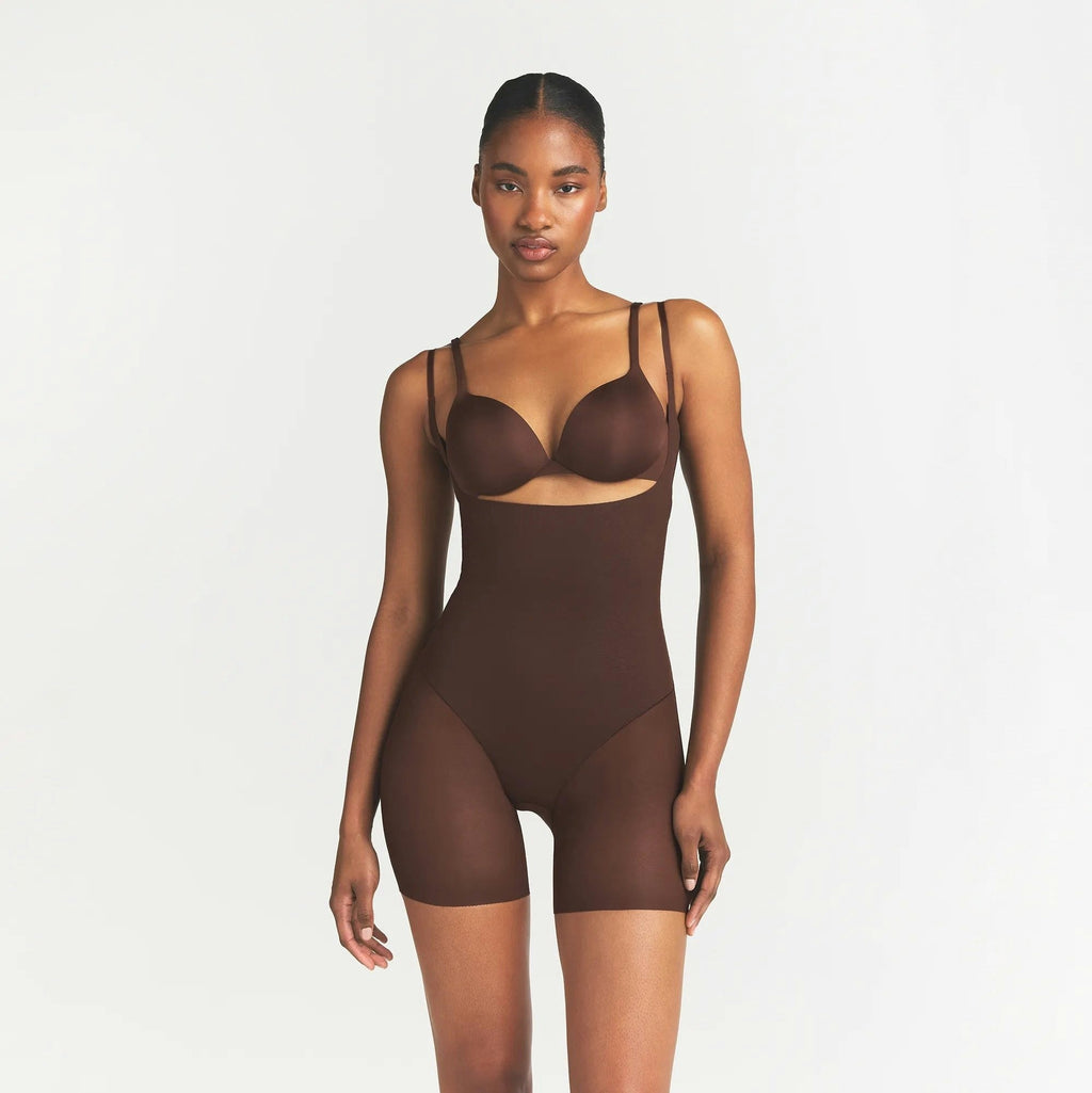 CORE SCULPT OPEN BUST MID THIGH BODYSUIT
