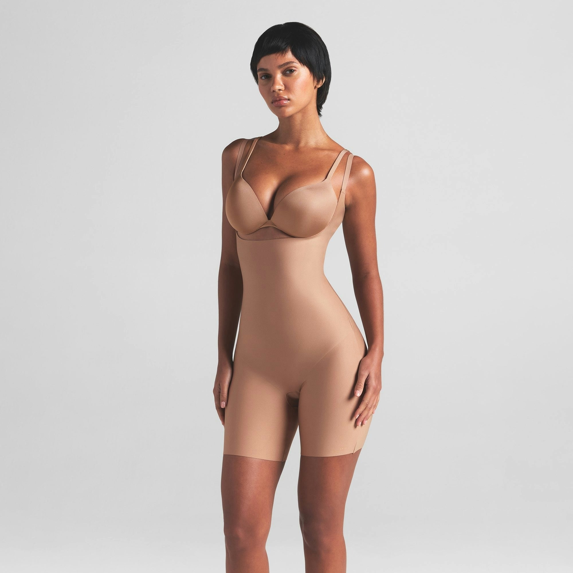 CORE SCULPT OPEN BUST MID THIGH BODYSUIT