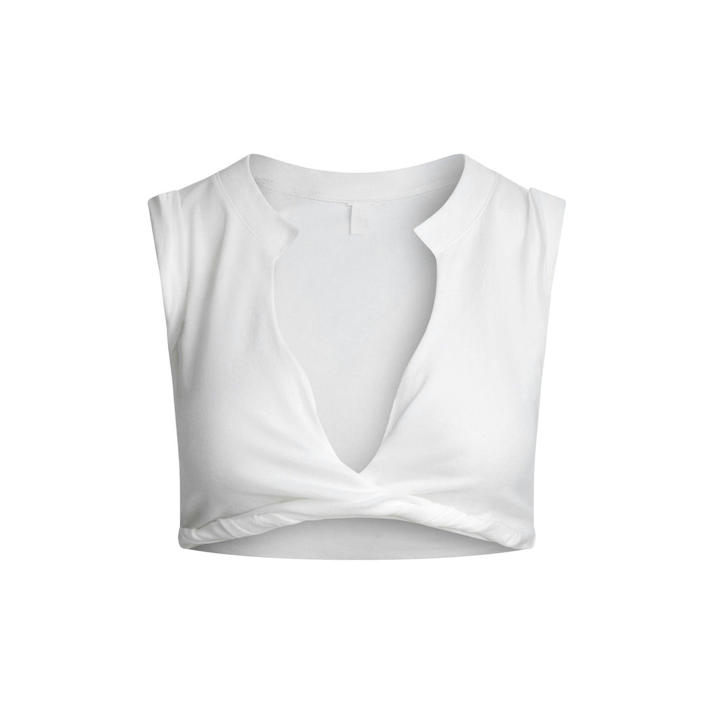COTTON PLUNGE TWIST TOP