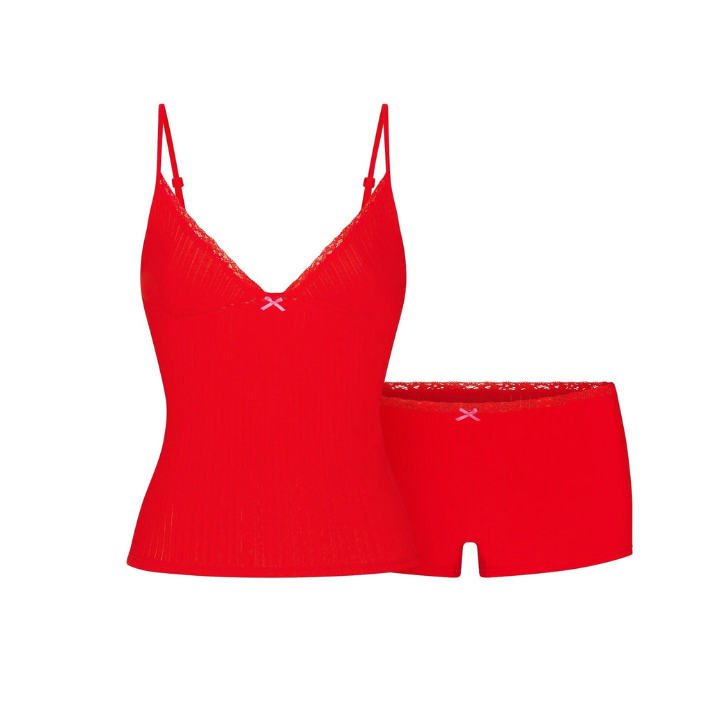 POINTELLE LACE CAMI AND BOY SHORT SET